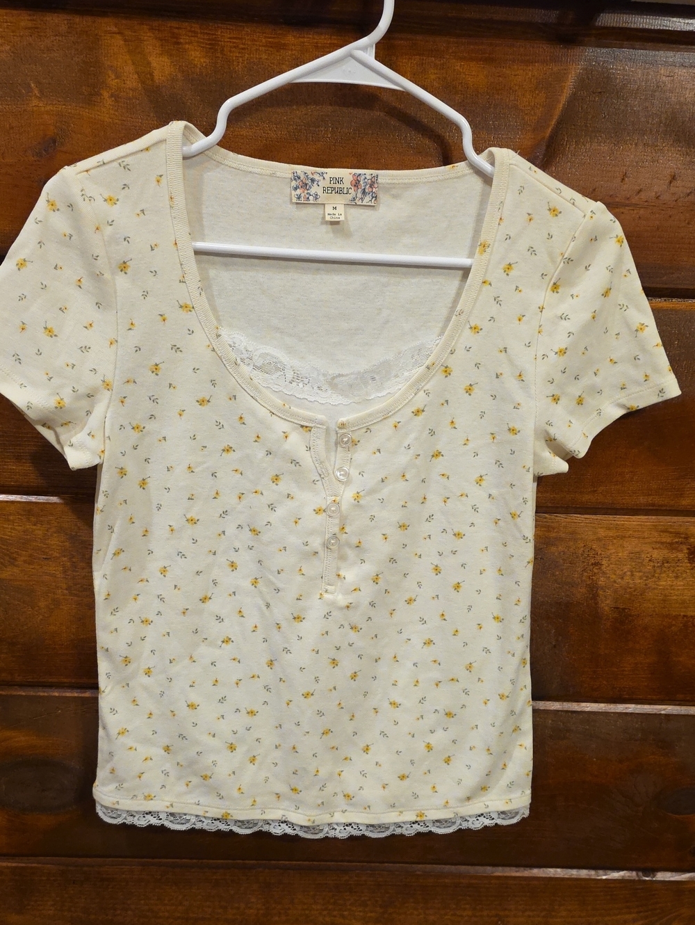 Pink Republic Yellow Floral Scoop-Neck Tee
